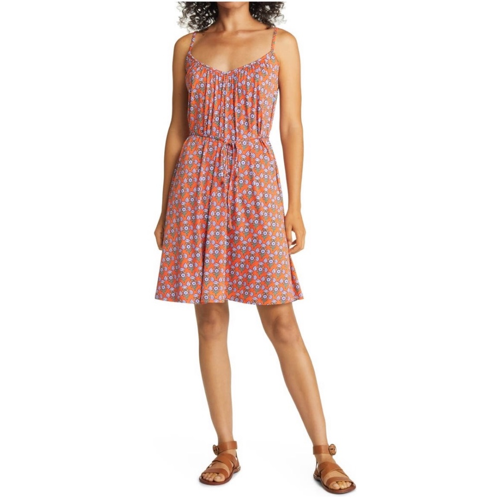 Boden Firecracker Poppy Floral Tie Waist Jersey Dress Size 14